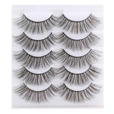 5 Pairs Long Wispy False Eyelashes Black Cross False Eyelashes Full Strip Lashes Handmade 3D Natural Eye Makeup Tools