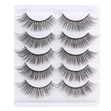 5 Pairs Long Wispy False Eyelashes Black Cross False Eyelashes Full Strip Lashes Handmade 3D Natural Eye Makeup Tools