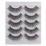 5 Pairs Long Wispy False Eyelashes Black Cross False Eyelashes Full Strip Lashes Handmade 3D Natural Eye Makeup Tools