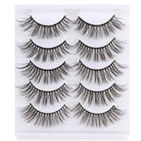 5 Pairs Long Wispy False Eyelashes Black Cross False Eyelashes Full Strip Lashes Handmade 3D Natural Eye Makeup Tools