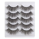 5 Pairs Long Wispy False Eyelashes Black Cross False Eyelashes Full Strip Lashes Handmade 3D Natural Eye Makeup Tools