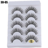5 Pairs Long Wispy False Eyelashes Black Cross False Eyelashes Full Strip Lashes Handmade 3D Natural Eye Makeup Tools