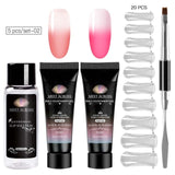Acrylic Poly Extension Gel 20ml UV Quick Builder Extension Pink White Clear Crystal UV Gel Tips Enhancement Slip Solution