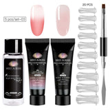 Acrylic Poly Extension Gel 20ml UV Quick Builder Extension Pink White Clear Crystal UV Gel Tips Enhancement Slip Solution