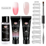 Acrylic Poly Extension Gel 20ml UV Quick Builder Extension Pink White Clear Crystal UV Gel Tips Enhancement Slip Solution
