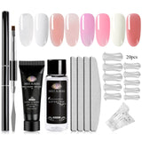 Acrylic Poly Extension Gel 20ml UV Quick Builder Extension Pink White Clear Crystal UV Gel Tips Enhancement Slip Solution