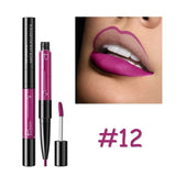 Double-ended Lipstick 16 Colors Lips Makeup Easy to Wear Matte Lip Gloss Lipliner Pencil Red Nude Pink Purple Liquid Lipsticks