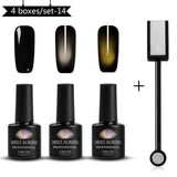 Magnetic 5D Cat Eye UV Gel Nail Polish Magnet Laser Nail Art Varnish Starry Sky Jade Effect Soak Off UV Gel Nail Art Lacquer